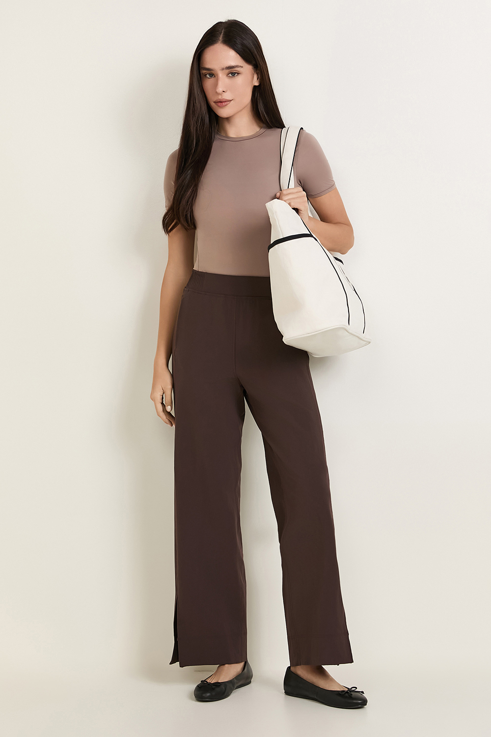 Stretch Woven Wide-Leg High-Rise Pant